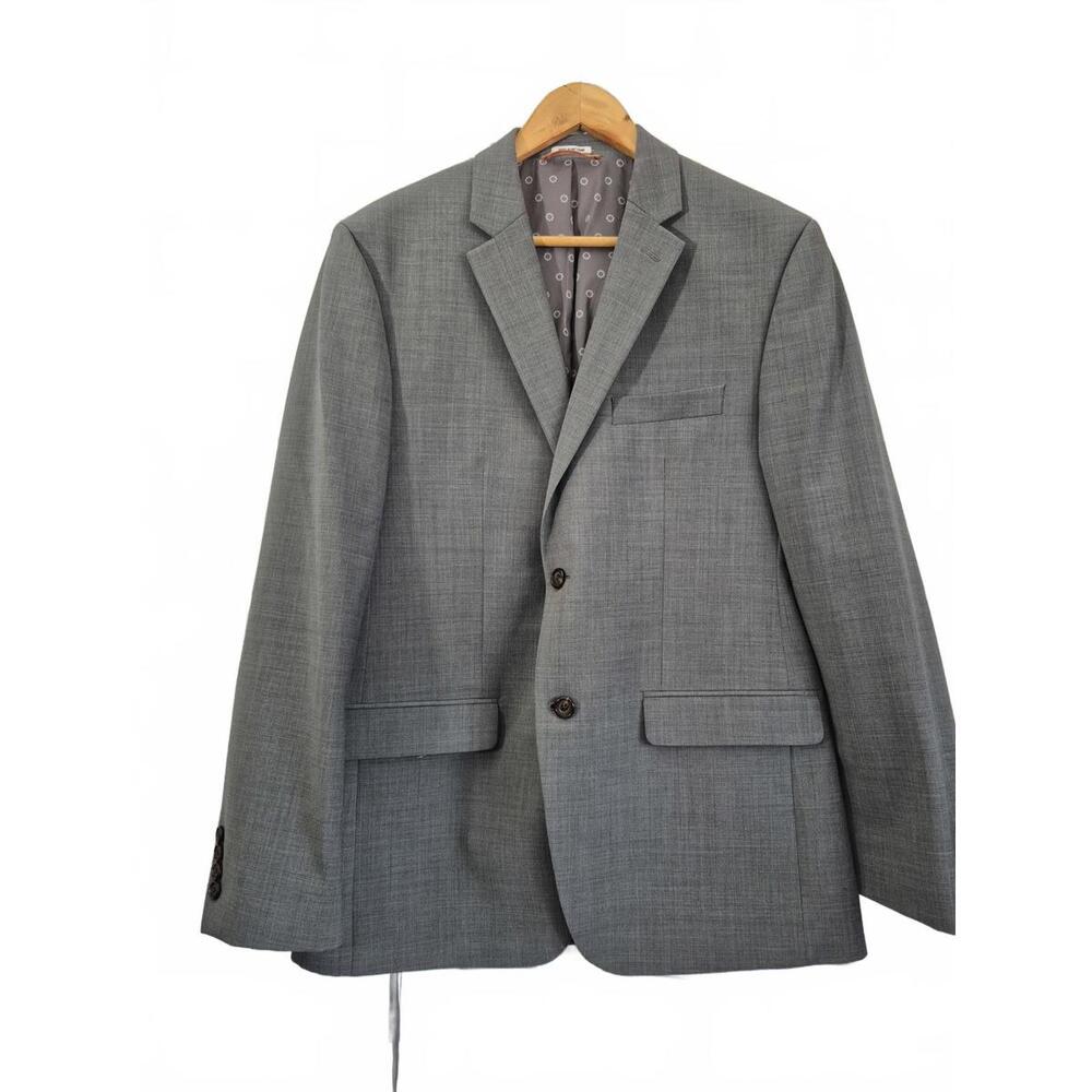 Crown & Ivy Mens Gray Sports Coat Blazer 2 Button Front Closure Double Rear Vent